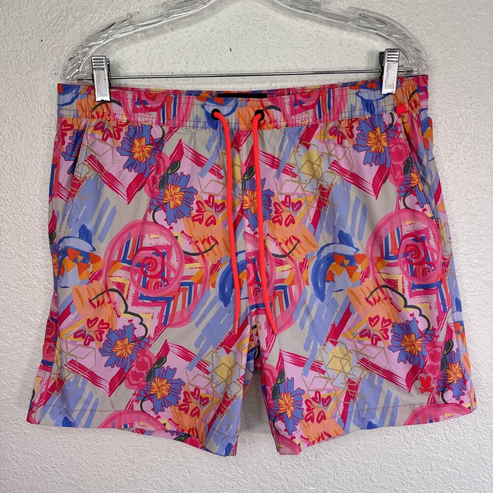 Psycho Bunny Benton Swim Trunks Mens Large Tropical Floral Beach Resort Shorts